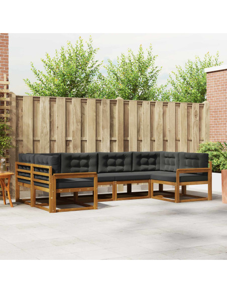 Set di divani da esterno con cuscino 6 pcs Naturale e Antracite