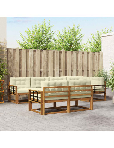 Set di divani da esterno con cuscino 7 pcs Naturale e Crema