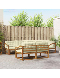 Set di divani da esterno con cuscino 7 pcs Naturale e Crema