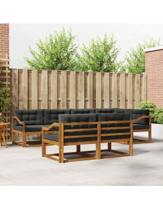 Set di divani da esterno con cuscino 7 pcs Naturale e Antracite