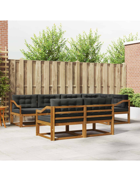 Set di divani da esterno con cuscino 7 pcs Naturale e Antracite