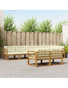 Set di divani da esterno con cuscino 8 pcs Naturale e Crema