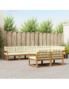 Set di divani da esterno con cuscino 8 pcs Naturale e Crema