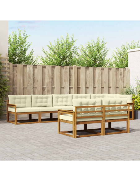 Set di divani da esterno con cuscino 8 pcs Naturale e Crema