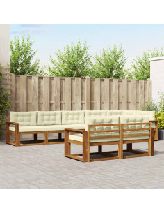 Set di divani da esterno con cuscino 8 pcs Naturale e Crema