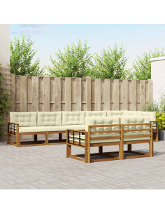Set di divani da esterno con cuscino 8 pcs Naturale e Crema