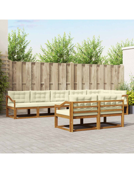 Set di divani da esterno con cuscino 8 pcs Naturale e Crema