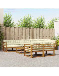 Set di divani da esterno con cuscino 9 pcs Naturale e Crema