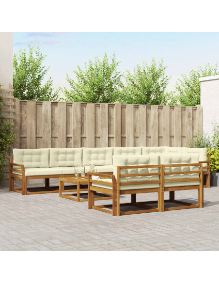 Set di divani da esterno con cuscino 9 pcs Naturale e Crema