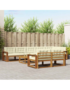Set di divani da esterno con cuscino 9 pcs Naturale e Crema