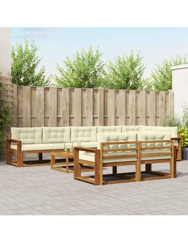 Set di divani da esterno con cuscino 9 pcs Naturale e Crema