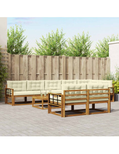 Set di divani da esterno con cuscino 9 pcs Naturale e Crema