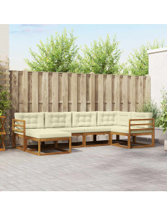 Set di divani da esterno con cuscino 6 pcs Naturale e Crema