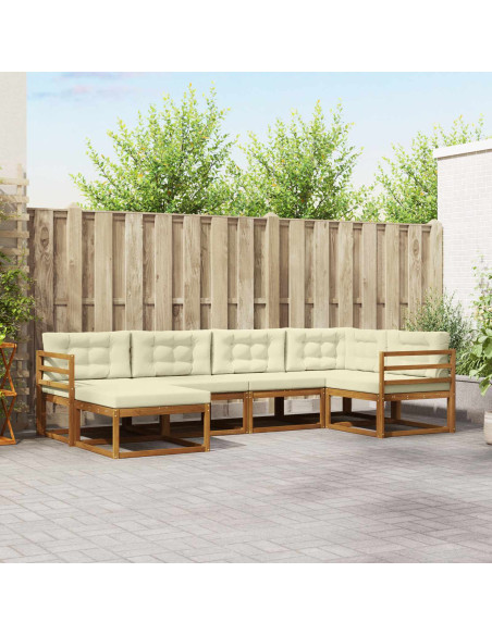 Set di divani da esterno con cuscino 6 pcs Naturale e Crema