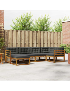 Set di divani da esterno con cuscino 6 pcs Naturale e Antracite