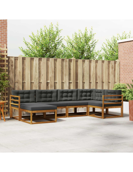 Set di divani da esterno con cuscino 6 pcs Naturale e Antracite