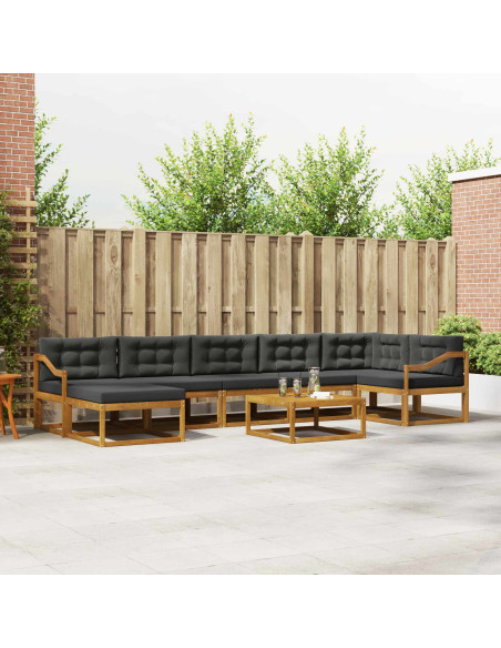 Set di divani da esterno con cuscino 8 pcs Naturale e Antracite
