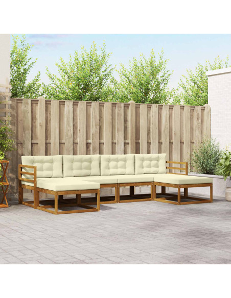 Set di divani da esterno con cuscino 6 pcs Naturale e Crema