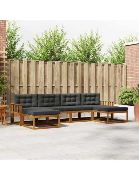 Set di divani da esterno con cuscino 6 pcs Naturale e Antracite