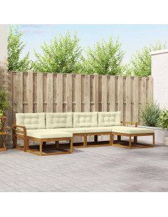 Set di divani da esterno con cuscino 6 pcs Naturale e Crema