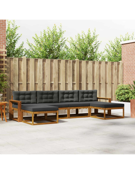 Set di divani da esterno con cuscino 6 pcs Naturale e Antracite