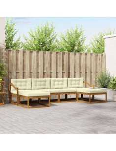 Set di divani da esterno con cuscino 6 pcs Naturale e Crema