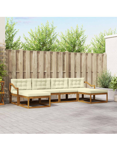 Set di divani da esterno con cuscino 6 pcs Naturale e Crema