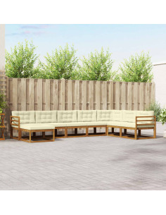Set di divani da esterno con cuscino 8 pcs Naturale e Crema