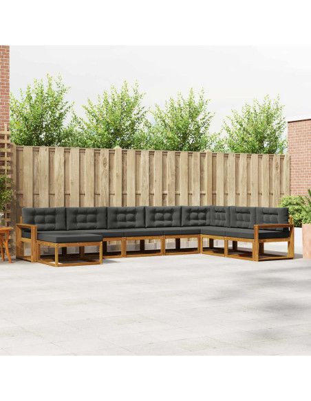 Set di divani da esterno con cuscino 8 pcs Naturale e Antracite