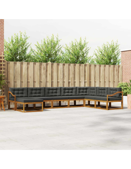 Set di divani da esterno con cuscino 8 pcs Naturale e Antracite