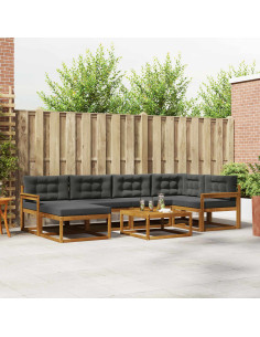 Set di divani da esterno con cuscino 7 pcs Naturale e Antracite