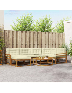 Set di divani da esterno con cuscino 7 pcs Naturale e Crema