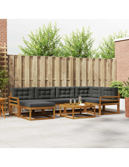 Set di divani da esterno con cuscino 7 pcs Naturale e Antracite