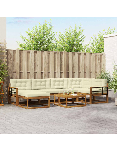 Set di divani da esterno con cuscino 7 pcs Naturale e Crema