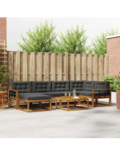 Set di divani da esterno con cuscino 7 pcs Naturale e Antracite