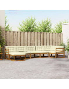 Set di divani da esterno con cuscino 7 pcs Naturale e Crema