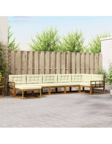Set di divani da esterno con cuscino 7 pcs Naturale e Crema