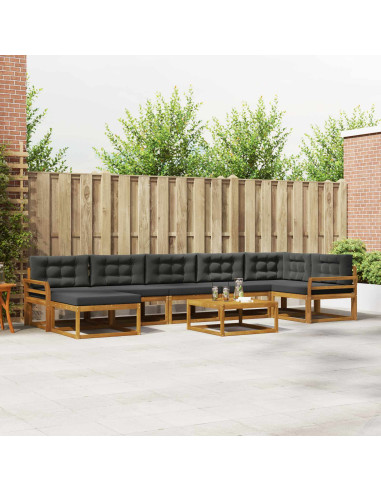 Set di divani da esterno con cuscino 8 pcs Naturale e Antracite