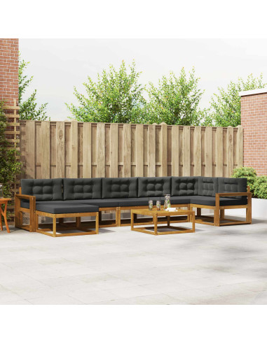 Set di divani da esterno con cuscino 8 pcs Naturale e Antracite