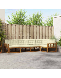 Set di divani da esterno con cuscino 5 pcs Naturale e Crema