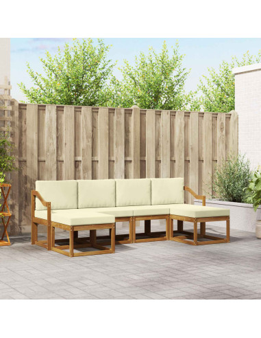 Set di divani da esterno con cuscino 6 pcs Naturale e Crema
