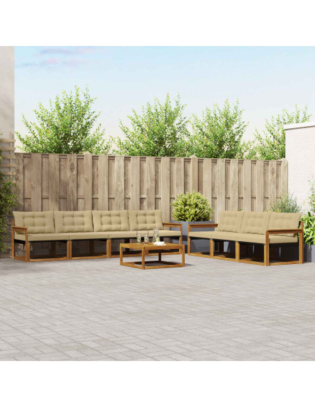 Set di divani da esterno con cuscino 8 pcs Naturale e Beige