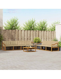 Set di divani da esterno con cuscino 8 pcs Naturale e Beige