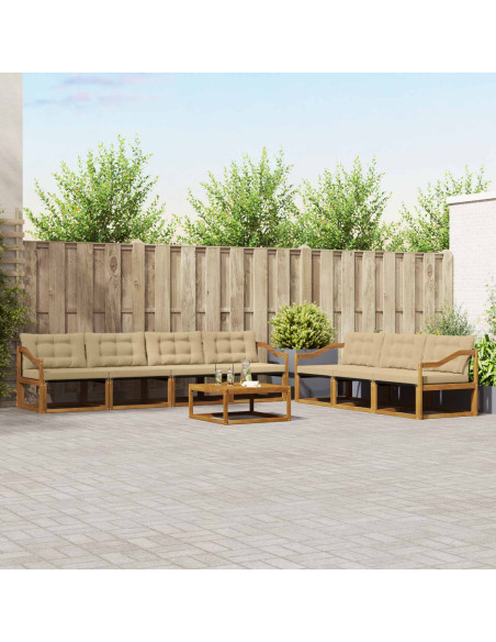 Set di divani da esterno con cuscino 8 pcs Naturale e Beige