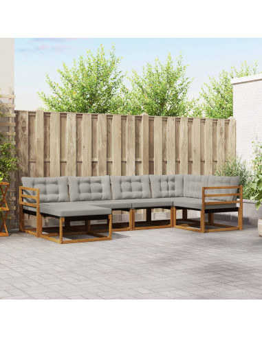 Set di divani da esterno 6 pcs Grigio Naturale e Chiaro