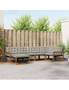 Set di divani da esterno 6 pcs Grigio Naturale e Chiaro