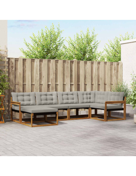 Set di divani da esterno 6 pcs Grigio Naturale e Chiaro