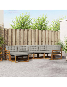 Set di divani da esterno 6 pcs Grigio Naturale e Chiaro