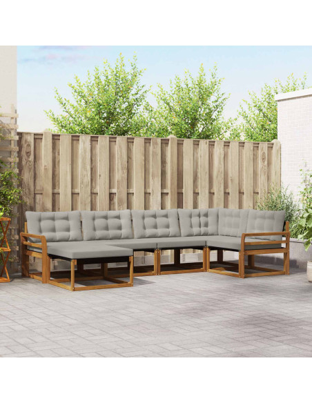 Set di divani da esterno 6 pcs Grigio Naturale e Chiaro