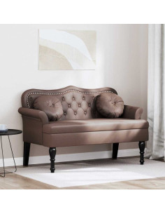 Panca Chesterfield Marrone 120,5 x 65 x 75 cm Pelle Sintetica